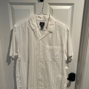 H&M Linen Blend Off White Button Up